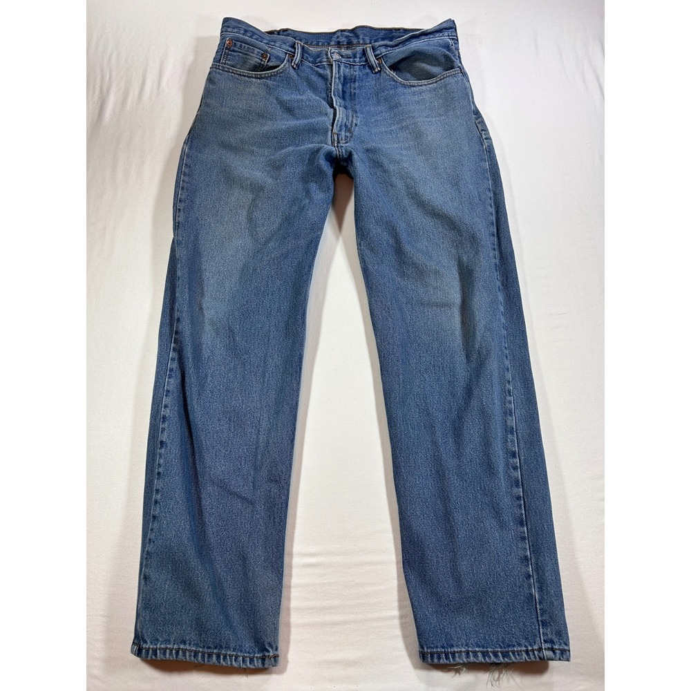 Levis 550 Relaxed Fit Jeans Mens 38x34 Blue Medium Wash Denim Distressed Tapered